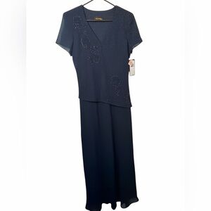 Studio I Black Formal Full Length SS Dress NWT